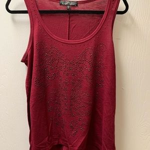 Almost Famous maroon tank with black accents